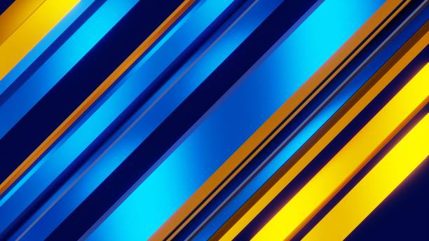 Blue shiny metal diagonal lines moving back and forth 4k 3d render