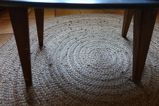 Rope rug under dining table Home interior  Handcrafted carpets
