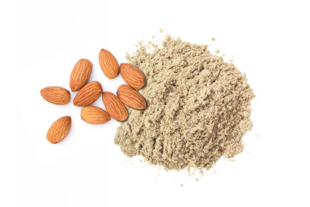 Almond powder stock photo