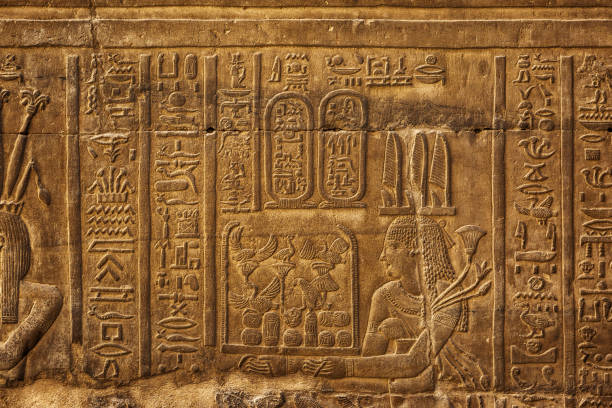 istock Hieroglyphic carvings in ancient temple 1401720426