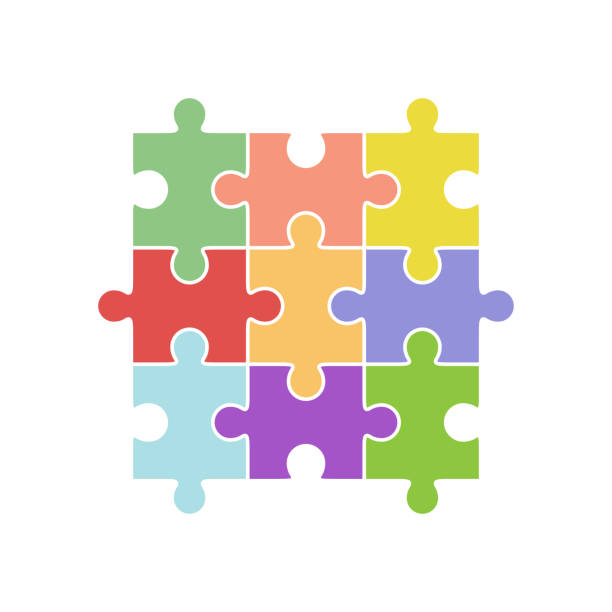 Jigsaw Puzzle Vector Nine Pieces Stock Illustration - Download Image Now - Jigsaw  Piece, Puzzle, Number 9 - iStock