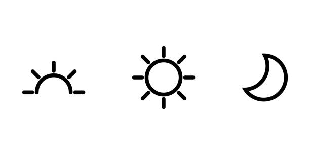 Sun day. Sunset, sun, moon icon concept Sun day. Sunset, sun, moon icon concept early morning stock illustrations