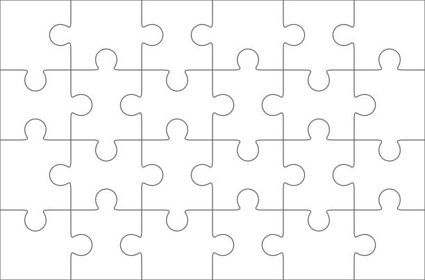 ilustraciones, imágenes clip art, dibujos animados e iconos de stock de rompecabezas en blanco 6x4 elementos, veinticuatro piezas vectoriales. - sierra de vaivén