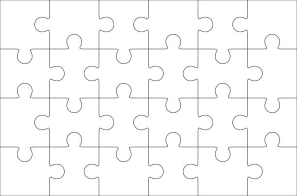 ilustraciones, imágenes clip art, dibujos animados e iconos de stock de rompecabezas en blanco 6x4 elementos, veinticuatro piezas vectoriales. - jigsaw puzzle