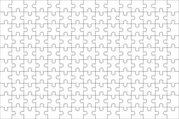 stockillustraties, clipart, cartoons en iconen met jigsaw puzzle blank template 150 pieces - puzzel