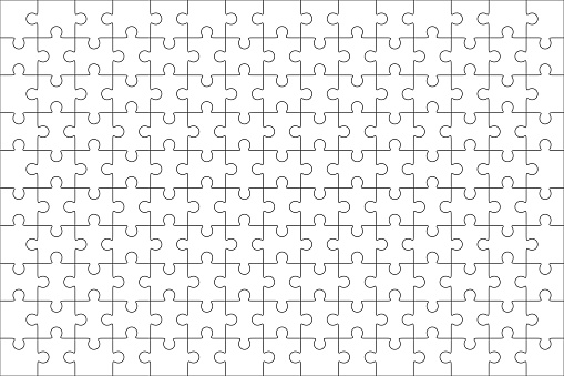 Jigsaw puzzle vector, blank simple template, 150 pieces