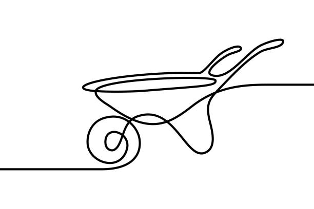 Wheelbarrow vector art illustration