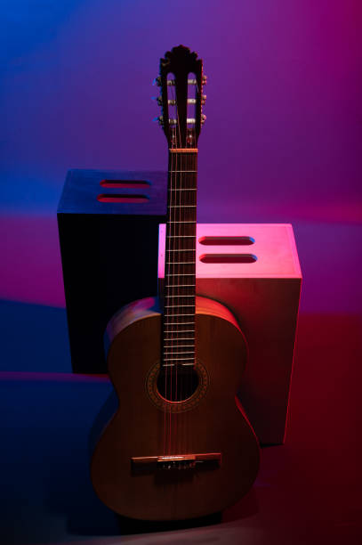 istock Acoustic guitar and apple boxes 1401726415