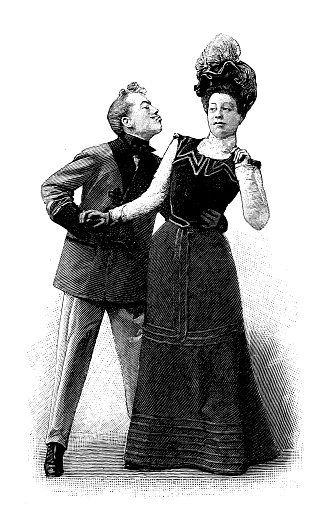 Antique illustration: Acting couple
