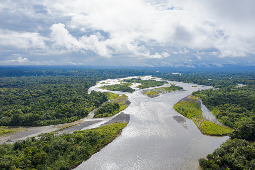 Pastaza river, seen from the viewpoint from the indichuris