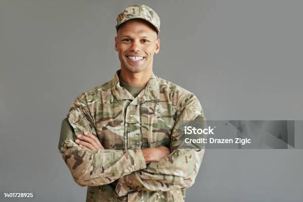 Young Confident African American Veteran Looking At Camera Stock Photo - Download Image Now