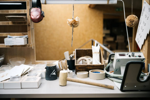 istock view on work desk in wood working manufacturing 1401729939