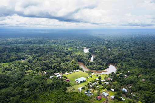 Beautiful background of an indigenous community in the Amazon rainforest