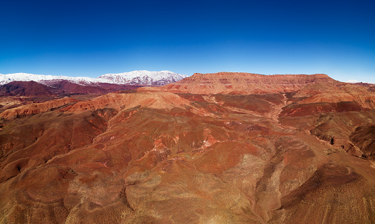 Aerial panorama landscape of Atlas Mountains in Morocco