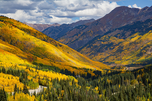 The Million Dollar Highway in the San Juan Mountains of Colorado in Autumn