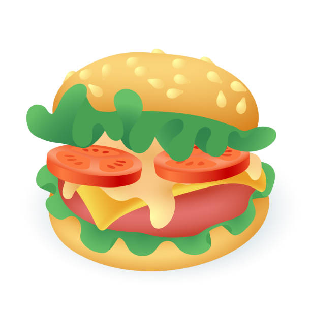 istock 3d cartoon style delicious burger icon on white background 1401736757