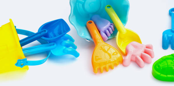 istock Summer toys beach on white background. 1401736892