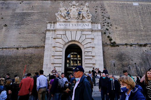 Main entrance of the Vatican museum in Rome, Italy on October 28, 2021.