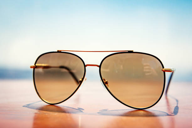istock Aviator glasses in the summer on the table. 1401742798