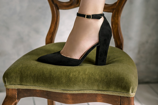 women's suede classic high heel black shoe.