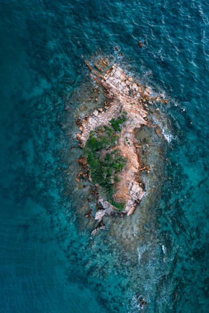 istock Aerial view rocky island 1401748918