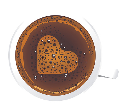 vector, coffee love illustration, heart shape in coffee cup