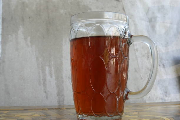 A large mug filled with tea water