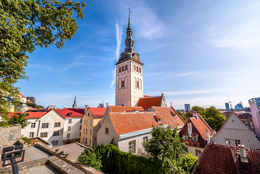 Tallinn cityscape with St. Nicholas' Church. Estonia