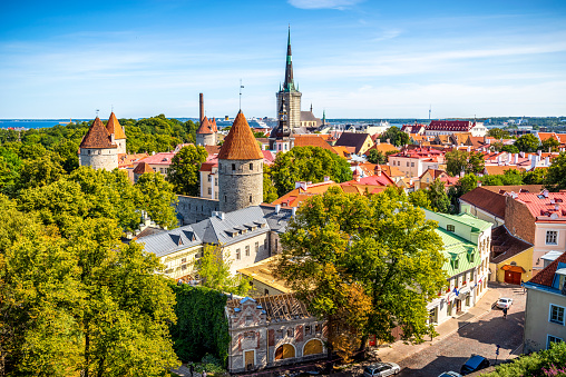 Tallinn, Estonia old city view from Toompea Hill.
