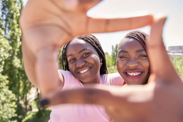 istock two African-American friends making a frame with their hands 1401753340