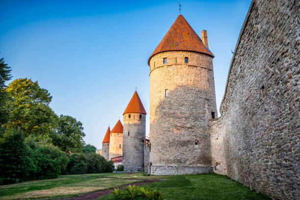 Four towers in town wall of Tallinn Four towers in town wall of Tallinn town wall tallinn stock pictures, royalty-free photos & images