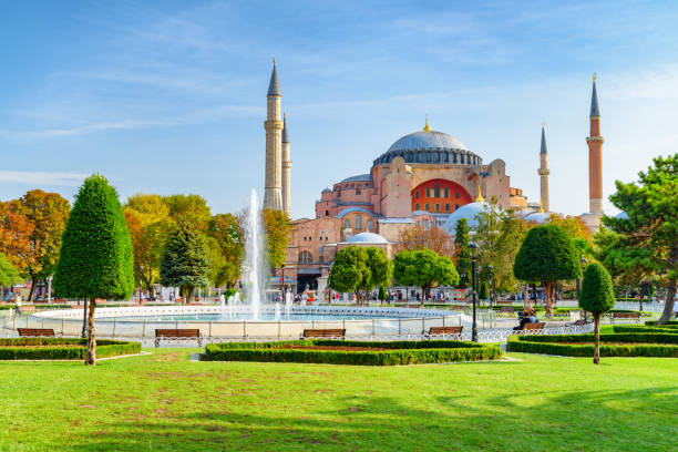 istock Fountain at the Sultanahmet Square and the Hagia Sophia 1401756479