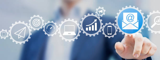 istock Email marketing to boost customer engagement with the brand. Efficient digital advertisement strategy on internet to optimize sales and return on investment for successful online businesses. 1401760601