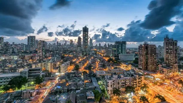 Ariel View of South/Central Mumbai at blue hour