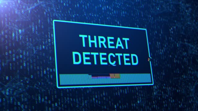 Threat Detected Computer System Security Alert Message with Glitch text and background