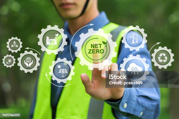 Net Zero And Carbon Neutral Conceptnet Zero Icons And Symbols Save The Eco World And Reduce Pollution Environmental Engineering Touching Green Net Zero Icon And Green Icon On A Green Background Stock Photo - Download Image Now