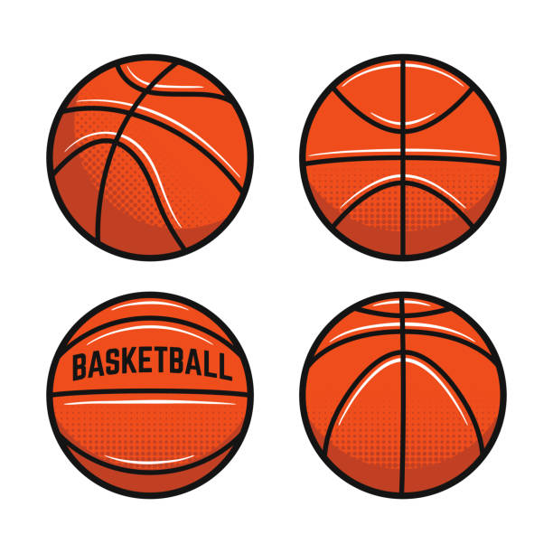 ilustraciones, imágenes clip art, dibujos animados e iconos de stock de iconos de balones de baloncesto vectoriales aislados sobre fondo blanco. juego de pelotas de baloncesto vintage. elementos de diseño para logotipo, cartel, emblema. iconos deportivos. ilustración vectorial - pelota de baloncesto