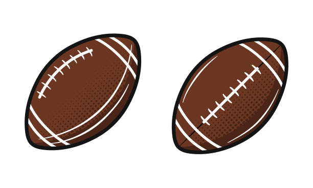 American football ball icons isolated on white background. Vintage American football set. Design elements for logo, poster, emblem. Sport ball icons. Vector illustration Vector illustration american football stock illustrations
