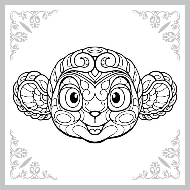 cute monkey head cartoon arts. isolated on white background. cute monkey head cartoon arts. isolated on white background. 1528 stock illustrations