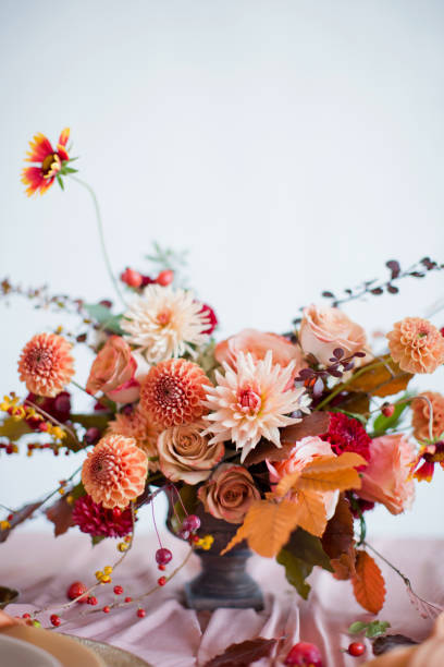 istock Autumn flowers bouquet in vase 1401773343