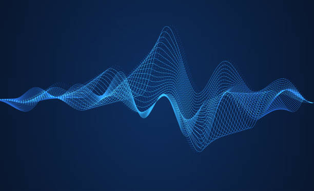 青いデジタルイコライザーの背景。音波の背景 - music disco sound mixer backgrounds点のイラスト素材／クリップアート素材／マンガ素材／アイコン素材