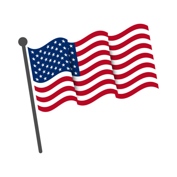 ilustraciones, imágenes clip art, dibujos animados e iconos de stock de bandera americana sobre fondo blanco - american flag