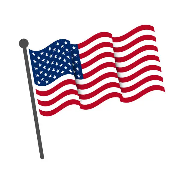 Vector illustration of American flag on white background