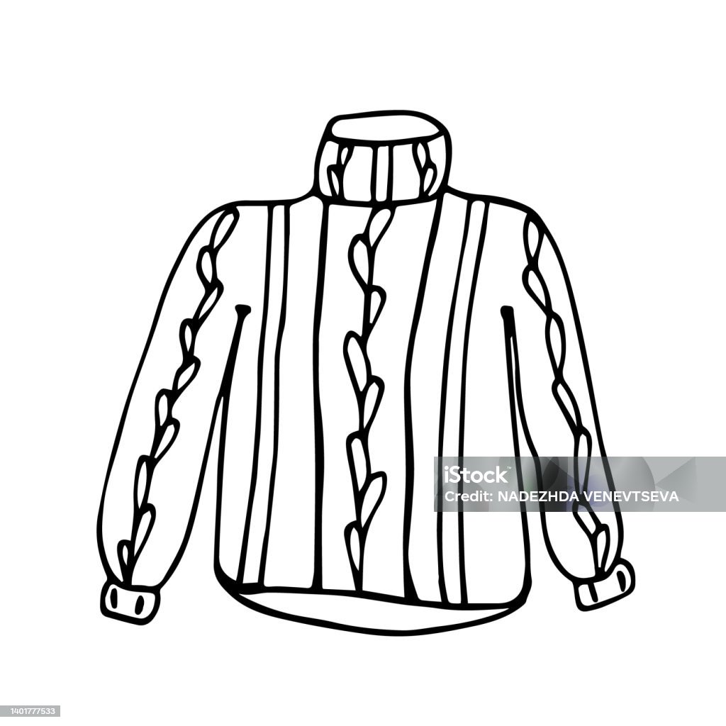 Ilustración de Un Suéter De Moda Con Un Cuello Y Un Patrón Sobre Un Fondo Blanco Está Aislado Una Prenda De Vestir En Estilo Garabato y más Vectores Libres de Derechos de Ilustración de Un Suéter De Moda Con Un Cuello Y Un Patrón Sobre Un Fondo Blanco Está Aislado Una Prenda De Vestir En Estilo Garabato y más Vectores Libres de Derechos de