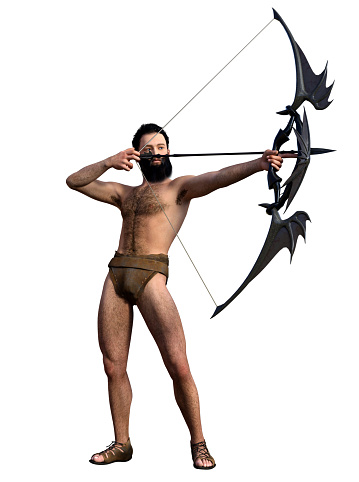 Fantasy Warrior with bow and Arrow, 3d rendering