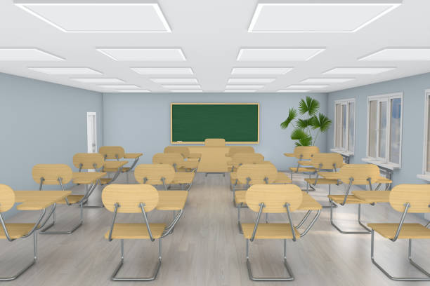 istock Interior school classroom. 3d illustration. Back to school 1401779145