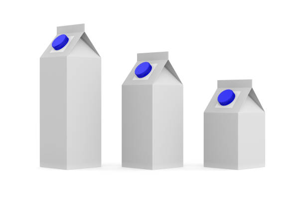 istock Milk and juice cardboard box on white background. Isolated 3d illustration 1401779215