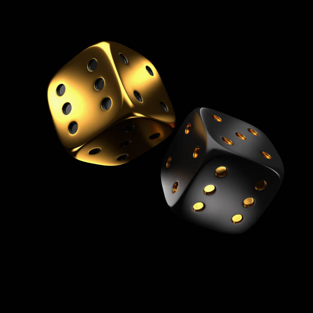 istock black and golden dice on a black background. 3d rendering 1401779796