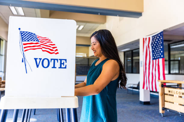 Americans Voting in an Election stock photo