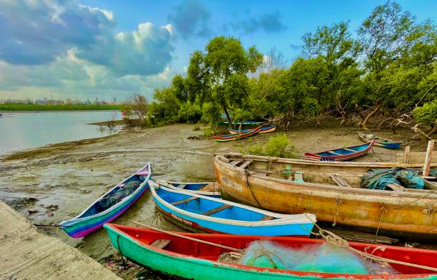 istock Colourful boats at seaside 1401780272